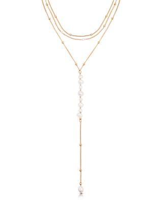 Coastal Cultured Freshwater Pearl Layered Lariat Necklace by ETTIKA