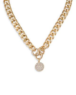 Crystal Disc Charm Chain Necklace by ETTIKA