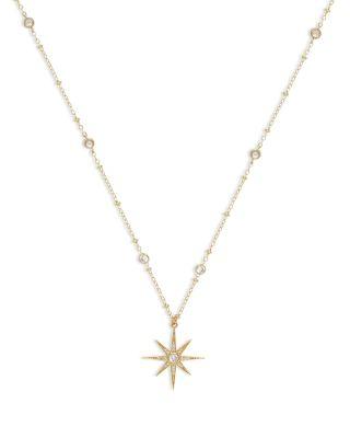 Cubic Zirconia Starburst Pendant Necklace by ETTIKA