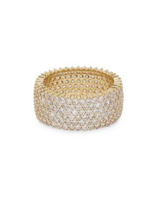 Cubic Zirconia & 18K Gold Plated Thick Band Ring by ETTIKA