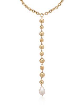 Deep Drop Cultured Freshwater Pearl Lariat Necklace by ETTIKA