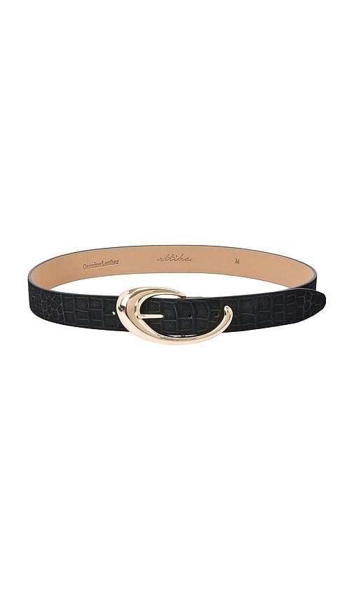 Ettika Black Croc Print Belt in Black by ETTIKA