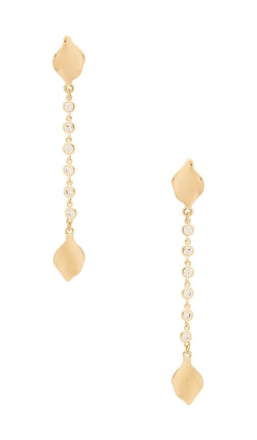 Ettika Crystal Bloom & Chain Linear Earrings in Metallic Gold by ETTIKA