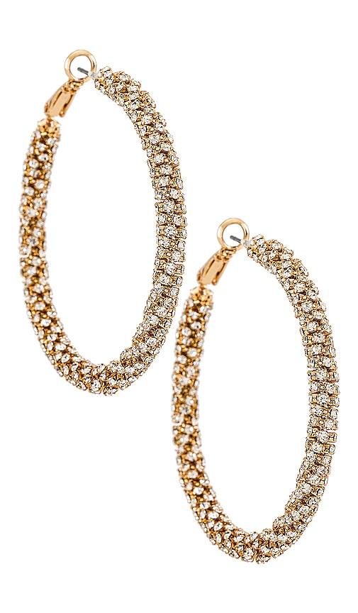 Ettika Crystal Hoop Earrings in Metallic Gold by ETTIKA