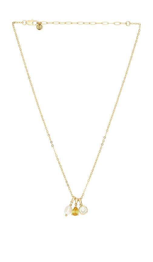 Ettika Dainty Triple Charm Necklace in Metallic Gold by ETTIKA