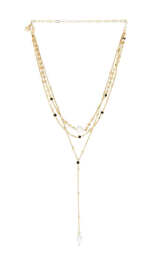 Ettika Forever Falling Pearl Lariat Necklace in Metallic Gold by ETTIKA