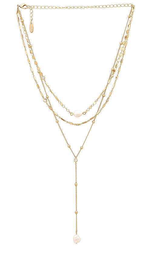 Ettika Forever Pearl 18k Gold Plated Multi-chain Choker in Metallic Gold by ETTIKA