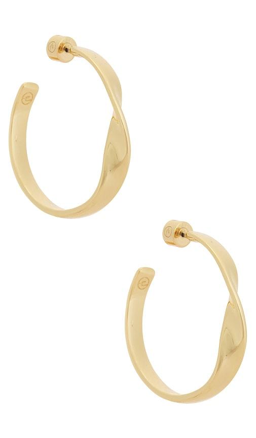 Ettika Heirloom Twist Medium Hoop Earrings in Metallic Gold by ETTIKA