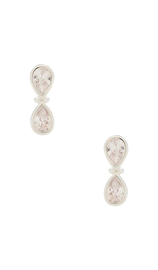 Ettika Infinity Crystal Stud Earrings in Metallic Silver by ETTIKA