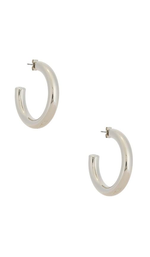 Ettika Medium Thick Classic Hoops in Metallic Silver by ETTIKA