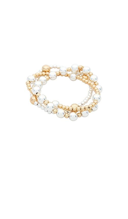 Ettika Mixed Metal Bubble Line Bracelet Set in Metallic Gold,Metallic Silver by ETTIKA