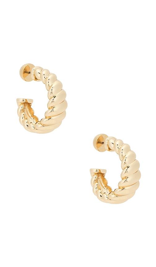Ettika Modern Ribbed Hoops in Metallic Gold by ETTIKA