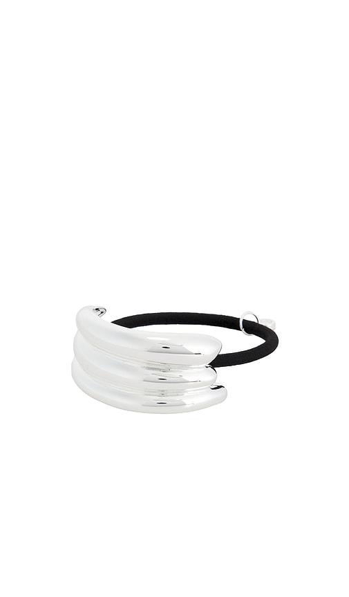 Ettika Modern Rows Hair Tie in Metallic Silver by ETTIKA