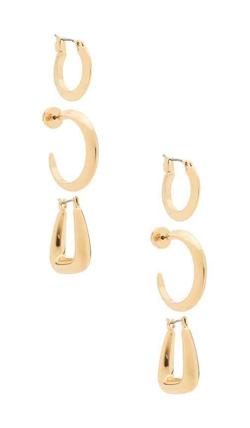 Ettika Modern Shapes Earring Set in Metallic Gold by ETTIKA