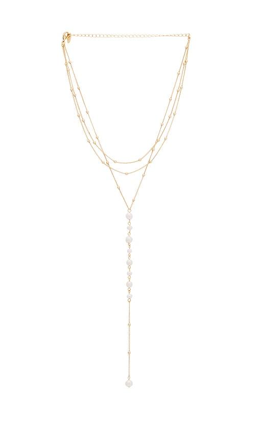 Ettika Pearl Dreams Layered Lariat Necklace in Metallic Gold by ETTIKA