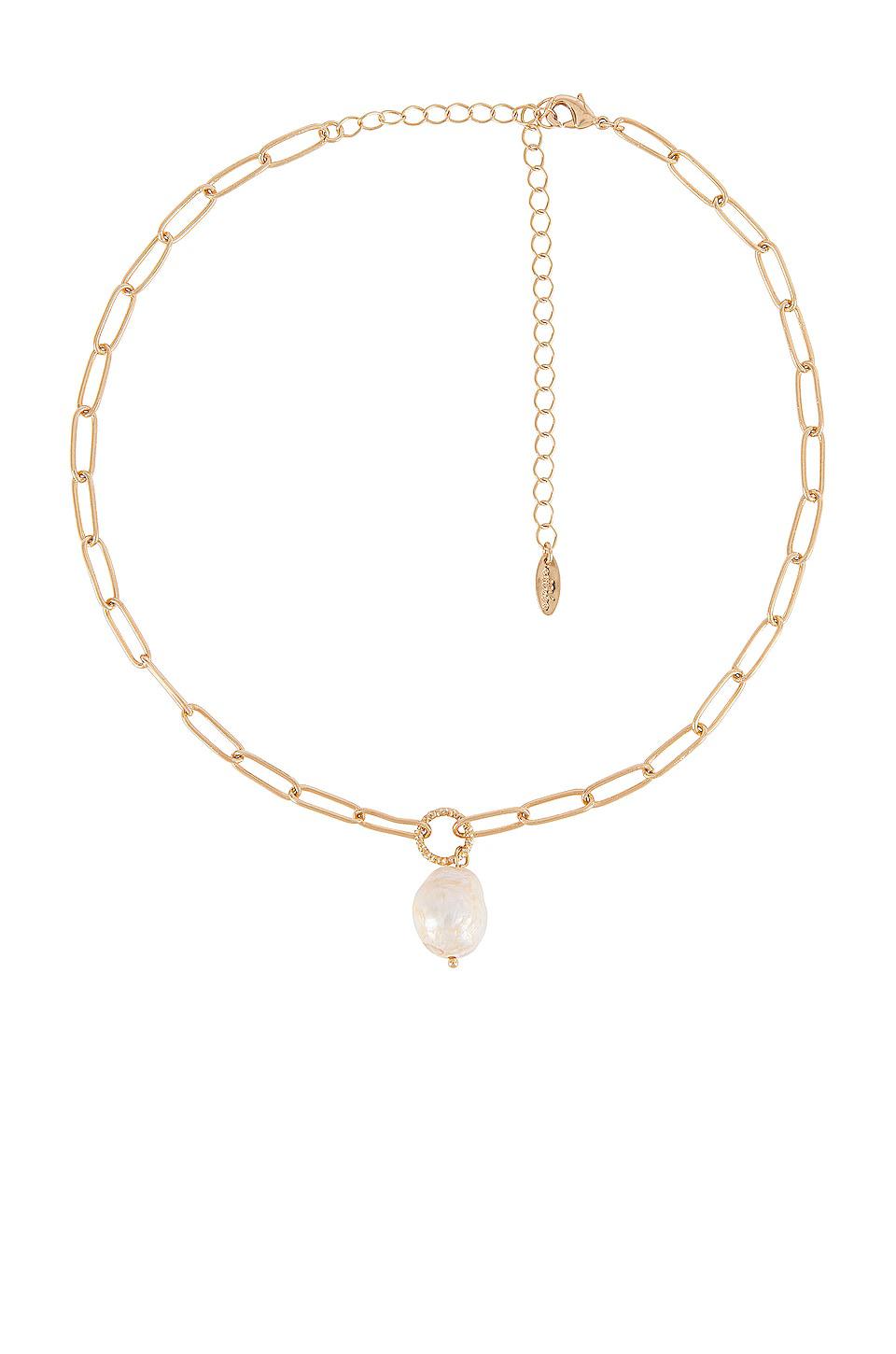 Ettika Pearl Pendant Necklace in Metallic Gold by ETTIKA