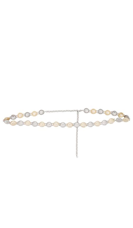 Ettika Polished Pebble Mixed Metal Belt in Metallic Silver,Metallic Gold by ETTIKA