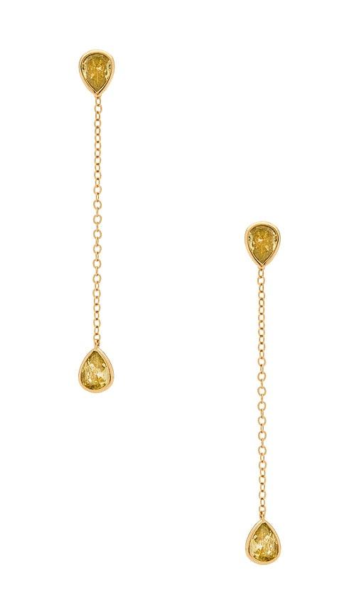 Ettika Radiant Gem Linear Chain Drop Earrings in Metallic Gold by ETTIKA