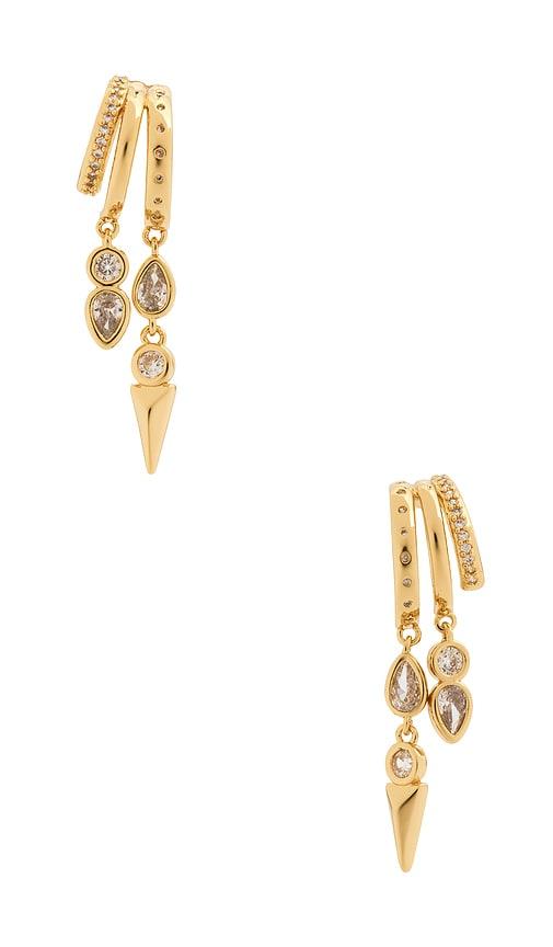 Ettika Royal Crystal Drop Earrings in Metallic Gold by ETTIKA