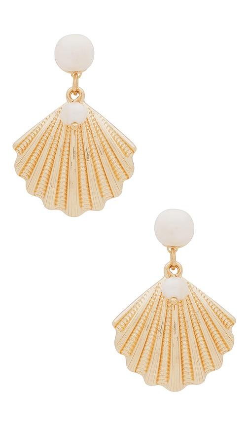 Ettika Shell Earring in Metallic Gold by ETTIKA