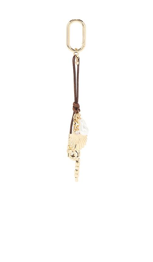 Ettika Shell & Pearl Bag Charm in Metallic Gold by ETTIKA
