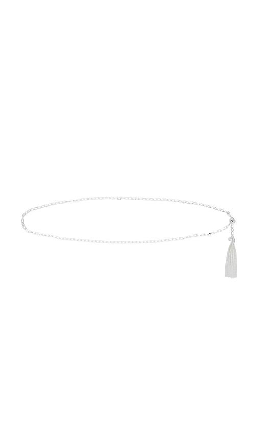 Ettika Simple Tassel Chain Belt in Metallic Silver by ETTIKA