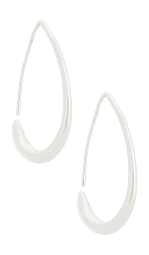 Ettika Simple Threader Hoop Earrings in Metallic Silver by ETTIKA