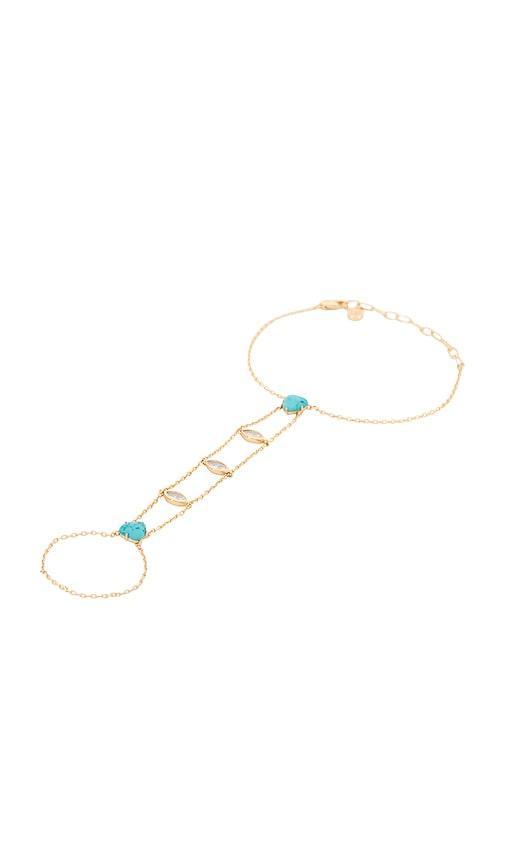 Ettika Turquoise Solstice Hand Chain in Metallic Gold by ETTIKA