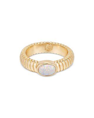 Flex Ribbed Opal Ring in 18K Gold Plated by ETTIKA
