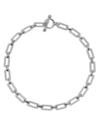 Golden Flat Rectangle Chain Necklace by ETTIKA
