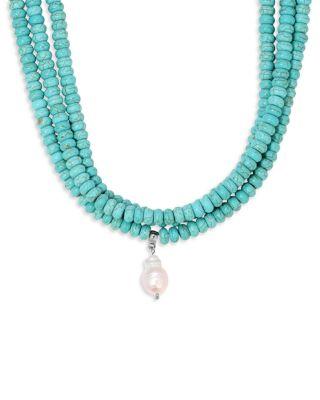 Marina Cultured Freshwater Pearl Charm Stone Beaded Multi Row Choker Necklace by ETTIKA