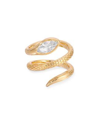 Marquise Cubic Zirconia Coiled Snake Ring in 18K Gold Plated by ETTIKA