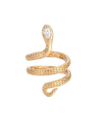 Marquise Cubic Zirconia Coiled Snake Ring in 18K Gold Plated by ETTIKA