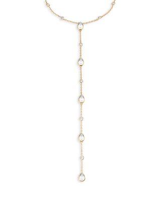 Mixed Cubic Zirconia Lariat Necklace in 18K Gold Plated by ETTIKA