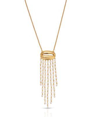Mykonos Shell Imitation Pearl Fringe Pendant Necklace by ETTIKA