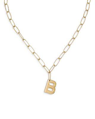 Paperclip Link Chain Initial Pendant Necklace in 18K Gold Plated by ETTIKA