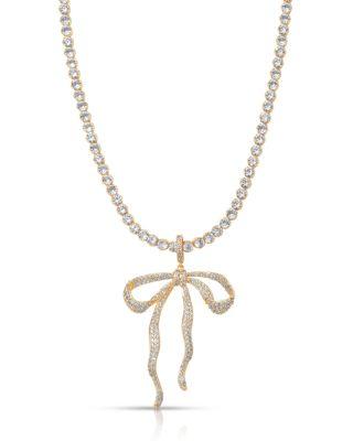 Pav&eacute; Bow Tennis Necklace by ETTIKA