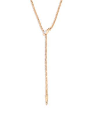 Serpentina Marquise Cubic Zirconia Snake Chain Adjustable Lariat Necklace in 18K Gold Plated by ETTIKA