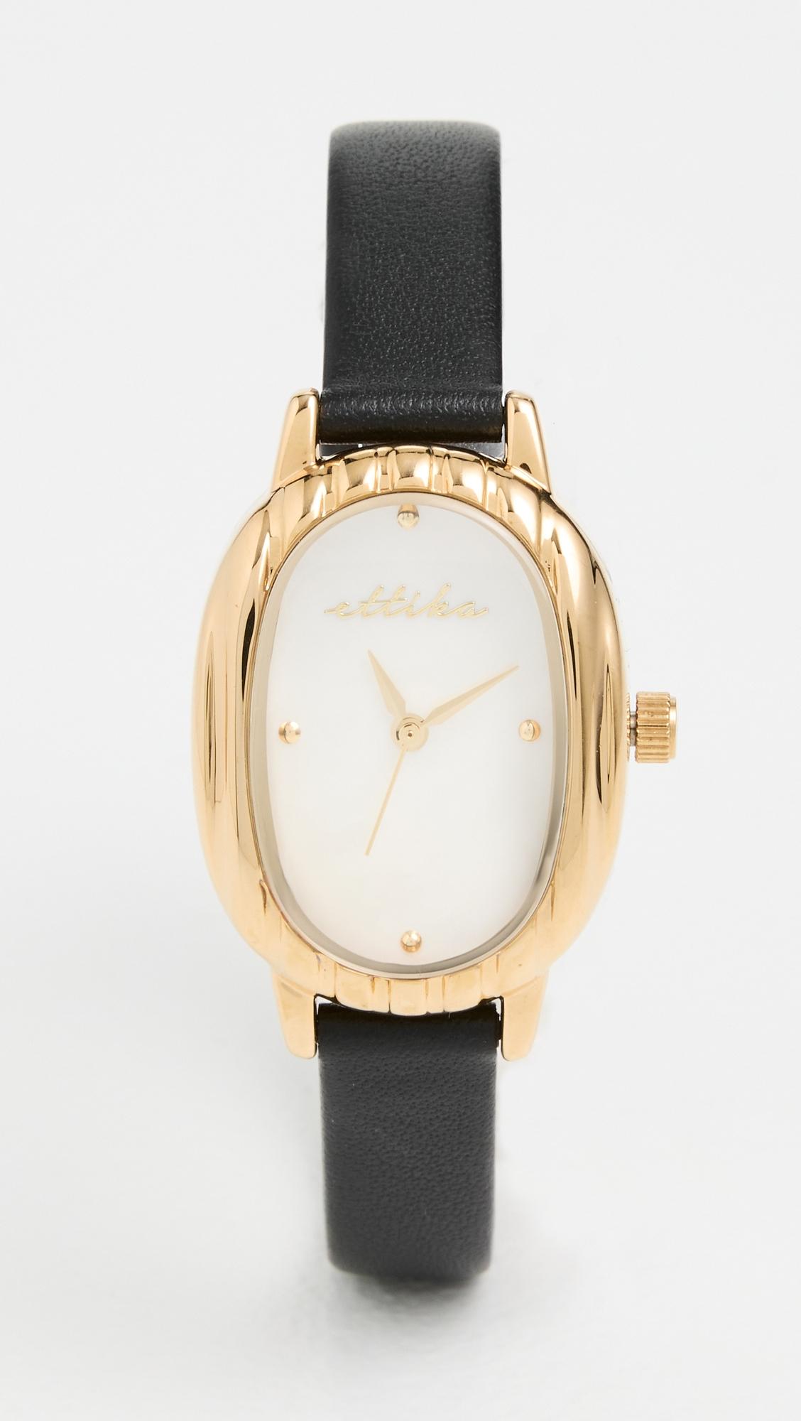 Timeless Texture Leather Watch by ETTIKA