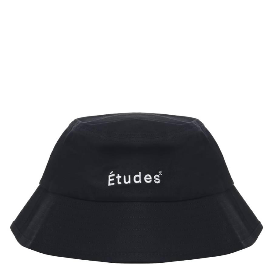 Etudes Black Logo Embroidered Bucket Hat by ETUDES