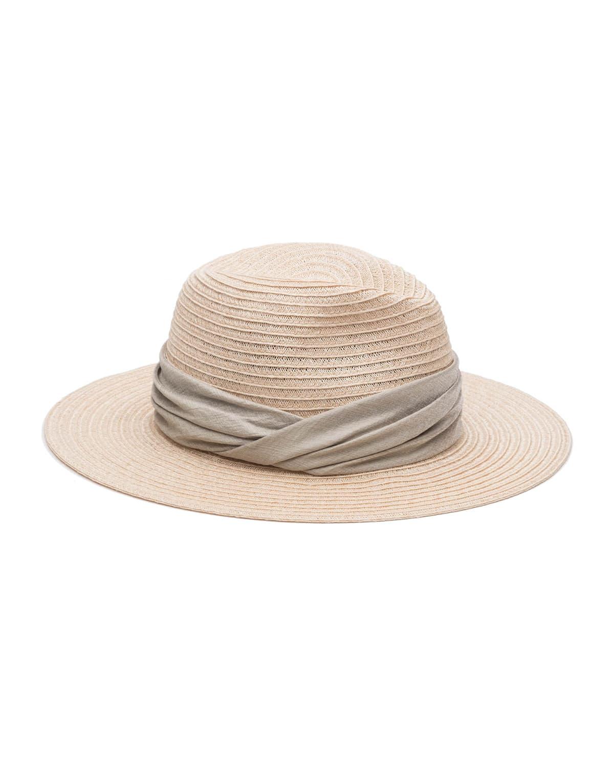 Courtney Woven Fedora Hat w/ Scarf Band by EUGENIA KIM