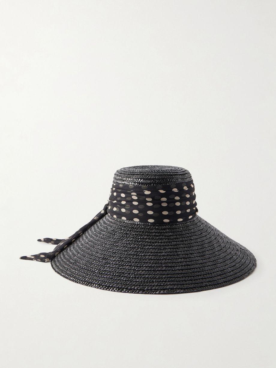 Mirabel chiffon-trimmed straw sunhat by EUGENIA KIM