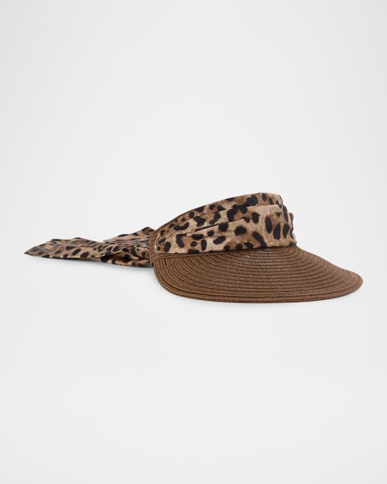 Ricky Packable Hemp Visor with Animal-Print Sash by EUGENIA KIM