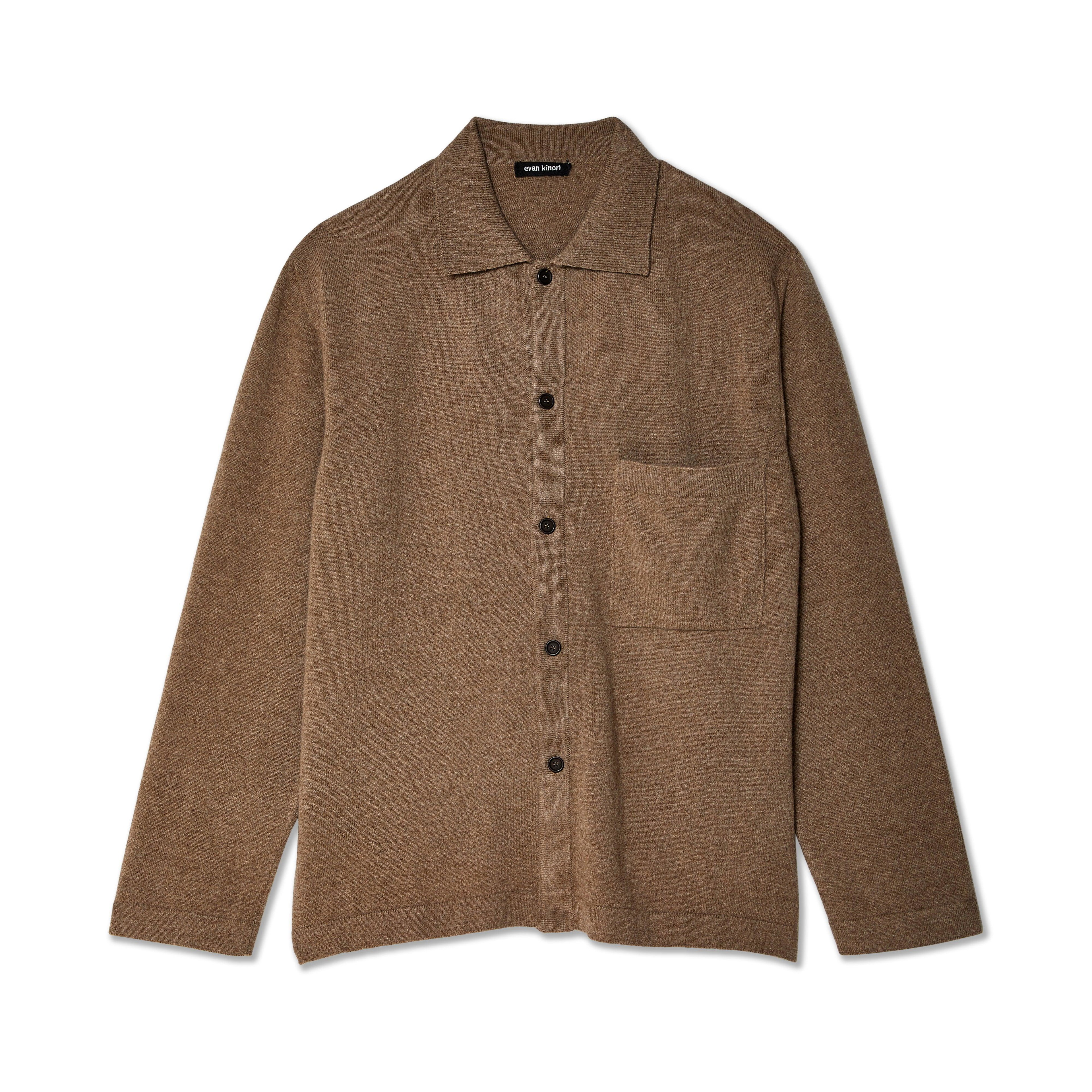 Evan Kinori - Men's Cashmere Button Down - (Dark Beige) by EVAN KINORI