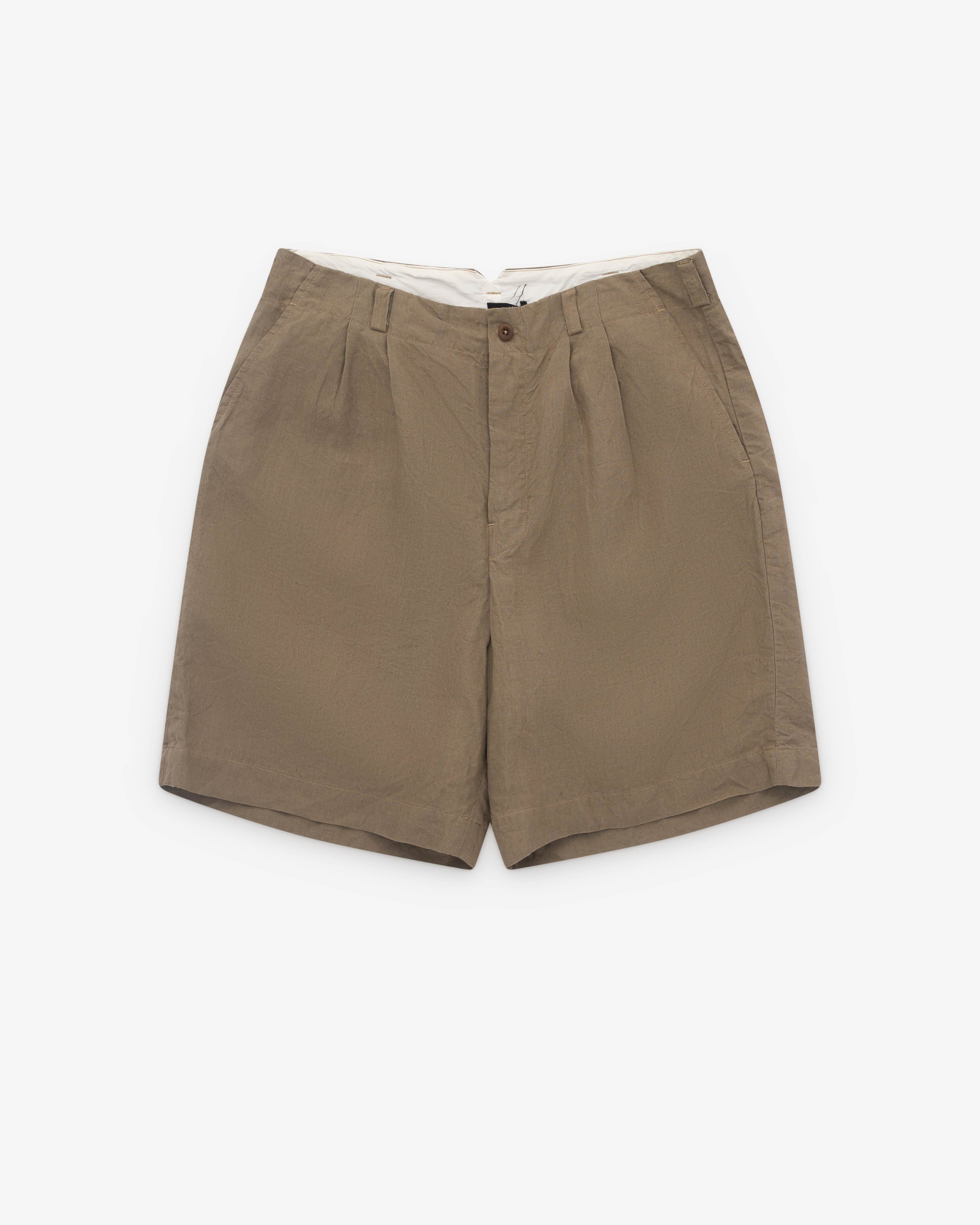 Evan Kinori - Men’s Two Pleat Shorts - (Dark Beige) by EVAN KINORI