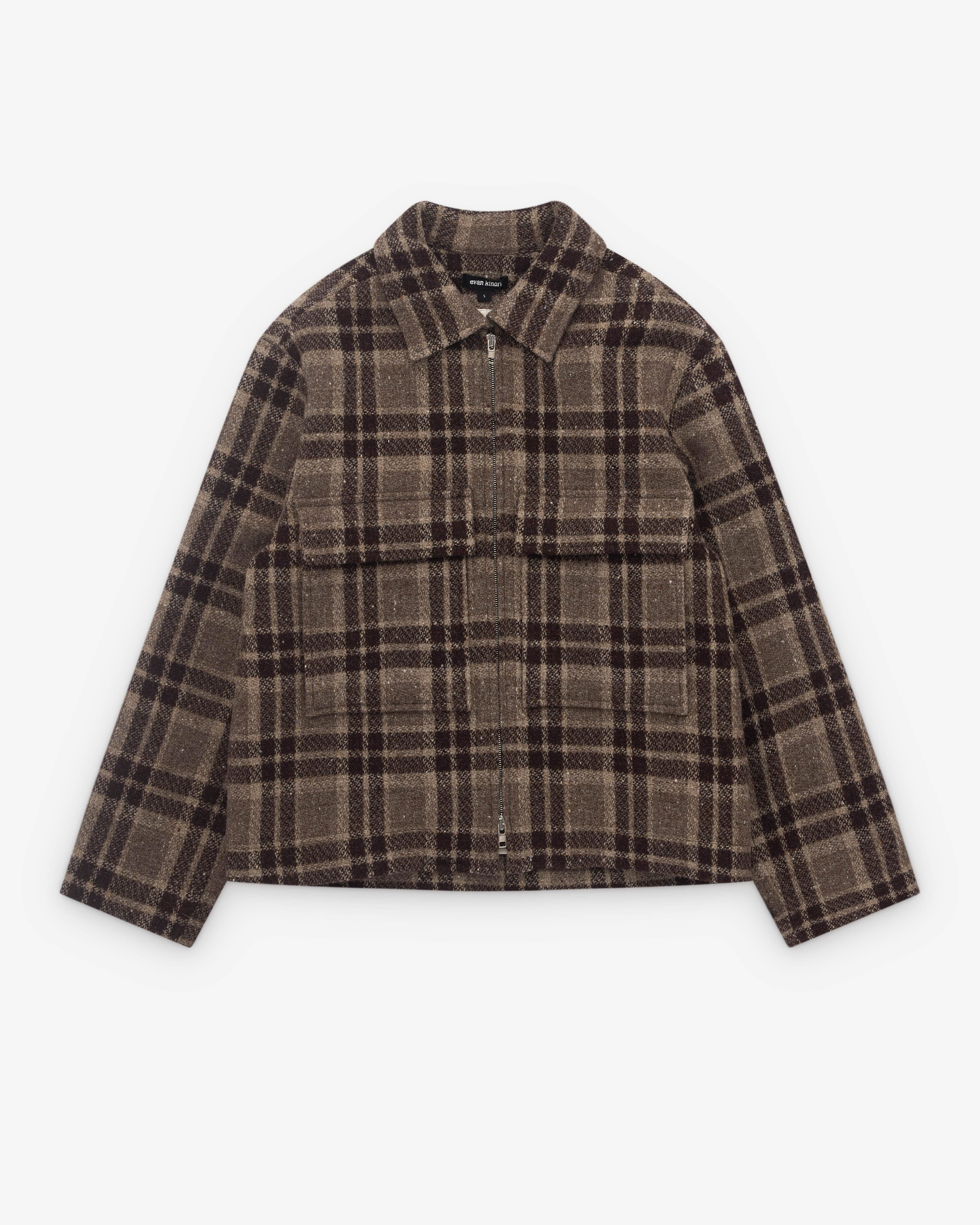 Evan Kinori - Men’s Zip Jacket - (Beige/Brown) by EVAN KINORI