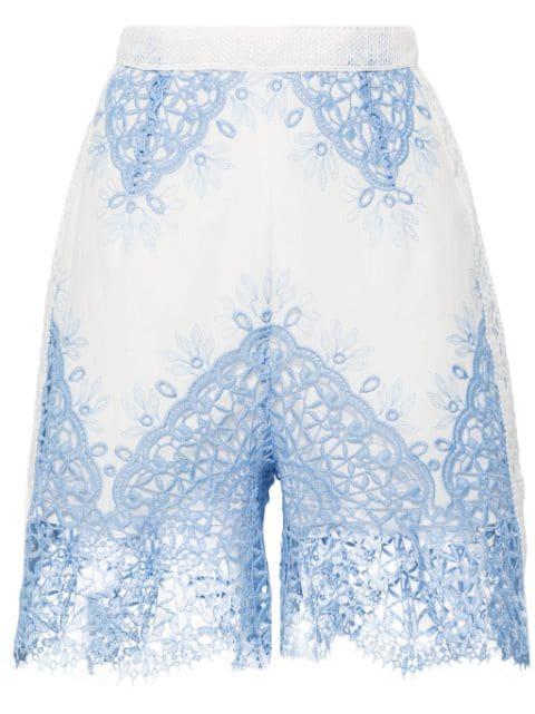 Layla lace-embroidered shorts by EVARAE