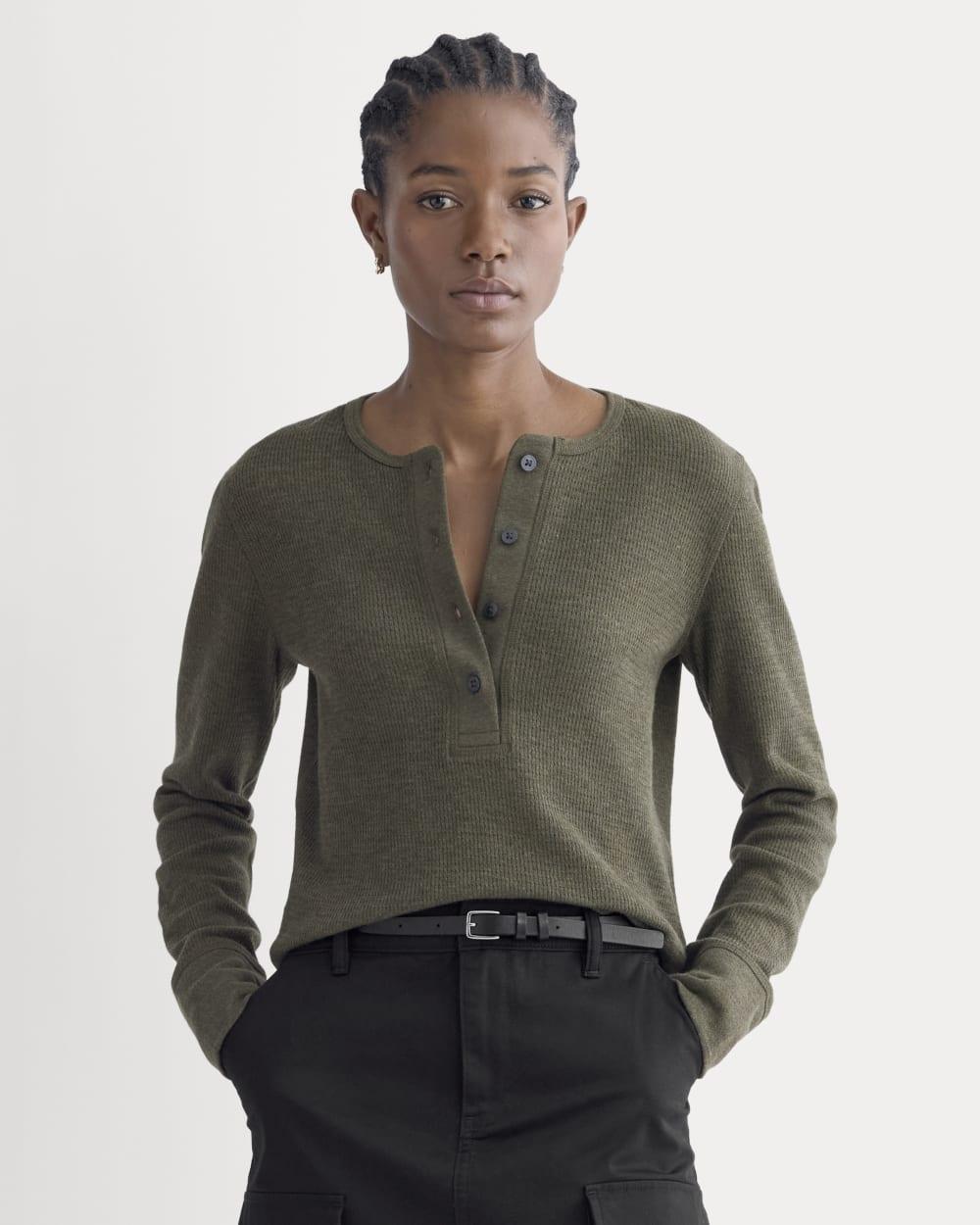 Boxy Henley in Cozy Waffle | Heather Beech by EVERLANE
