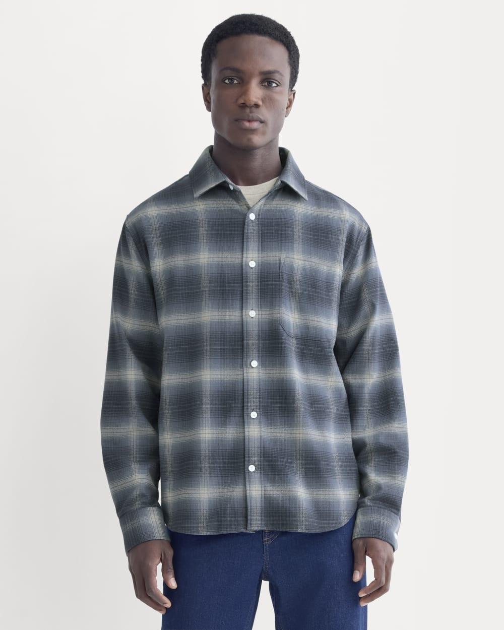 Brushed Flannel Shirt | Blue Ombre Plaid by EVERLANE