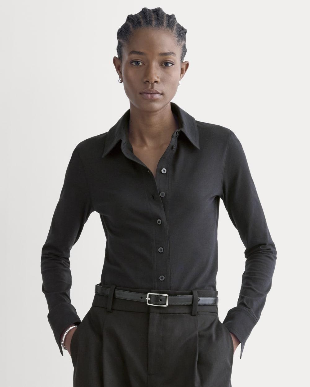Button-Up Shirt in Essential Cotton | Black by EVERLANE